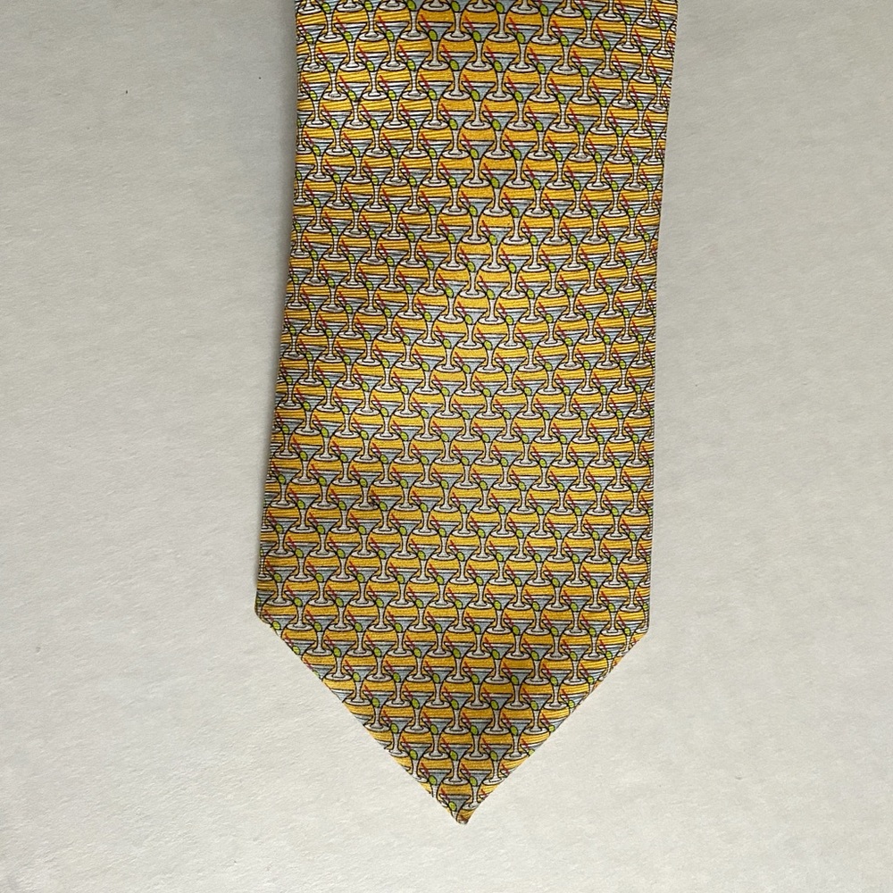 Tommy Bahama Silk Neck‎ Tie Martini Cocktail Yellow
